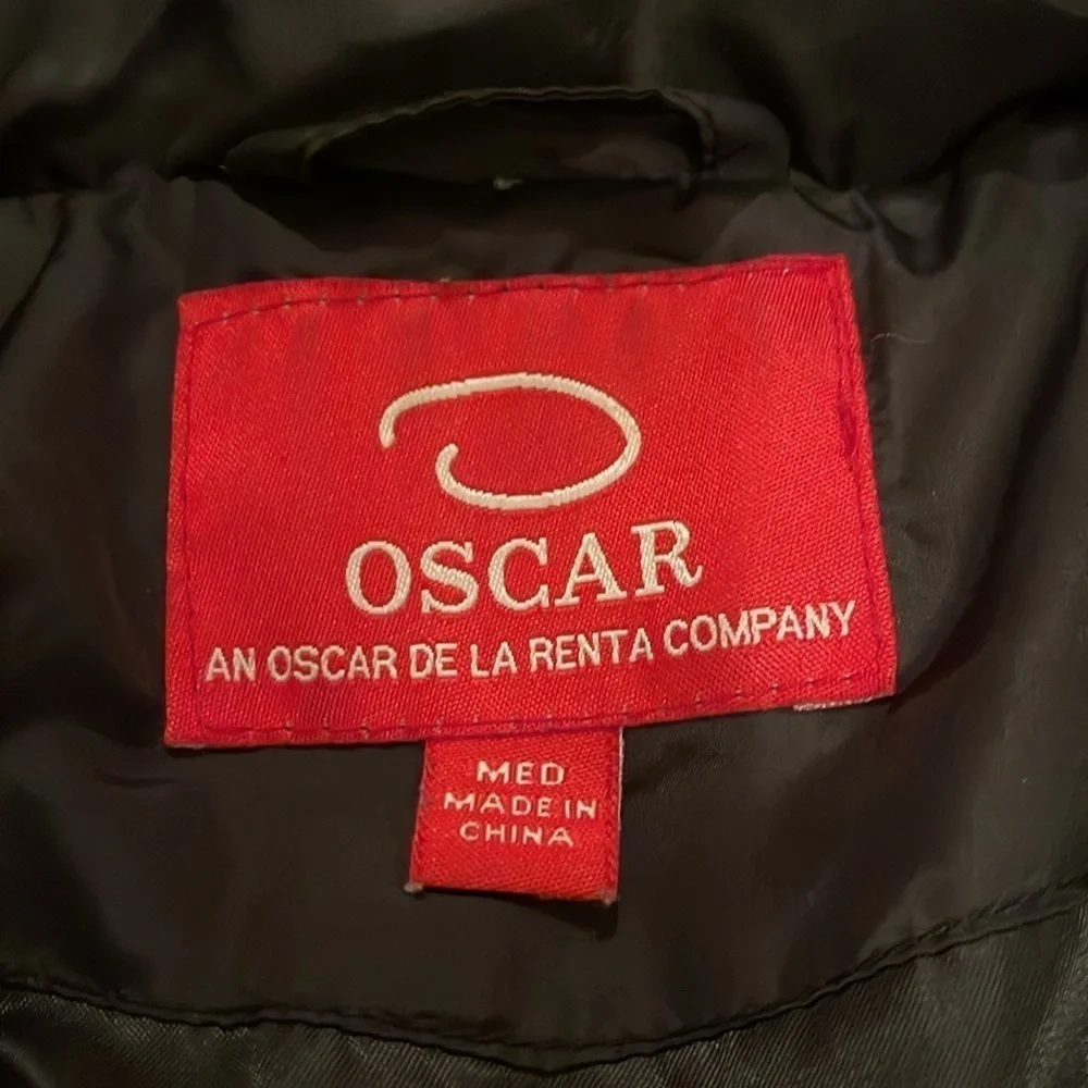 Oscar de la Renta Women's Front Zip Down Puffer Jacket Size Medium Black Winter - Picture 6 of 10